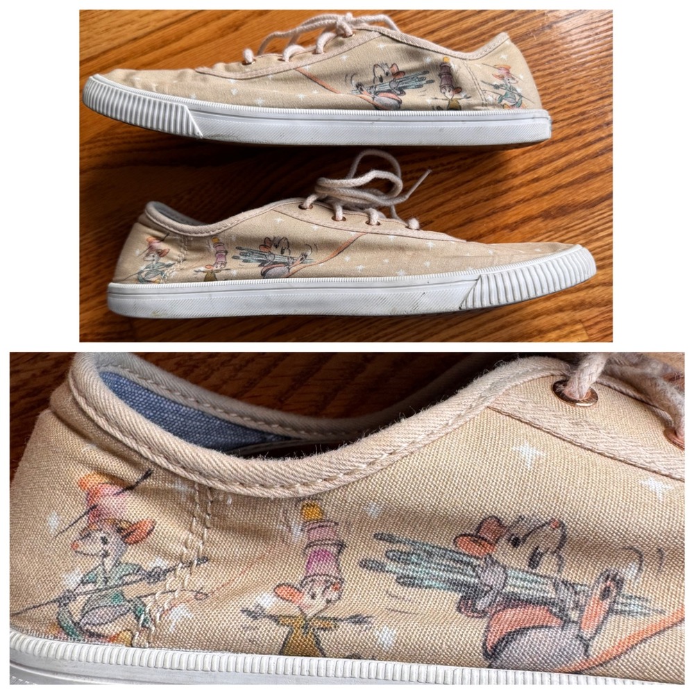 TOMS x Disney Womens Cinderella Mouse Canvas Shoes Size‎ 8.5 Sneakers Lace Up